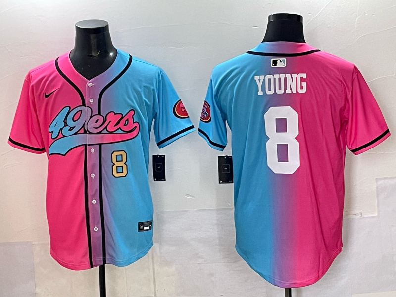 Men 2025 San Francisco 49ers #8 Young Pink Blue pink Nike Limited NFL Jersey 003->san francisco 49ers->NFL Jersey